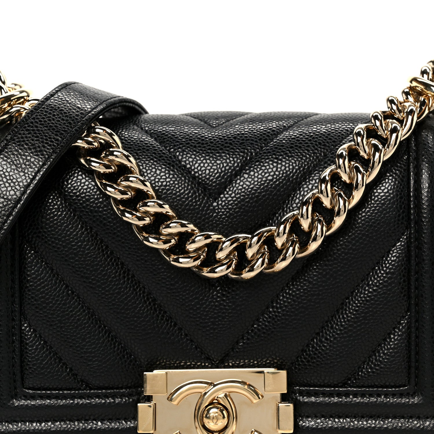 Chanel Caviar Chevron Quilted Small Boy Flap Black 8 of 11