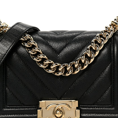 Chanel Caviar Chevron Quilted Small Boy Flap Black 8 of 11