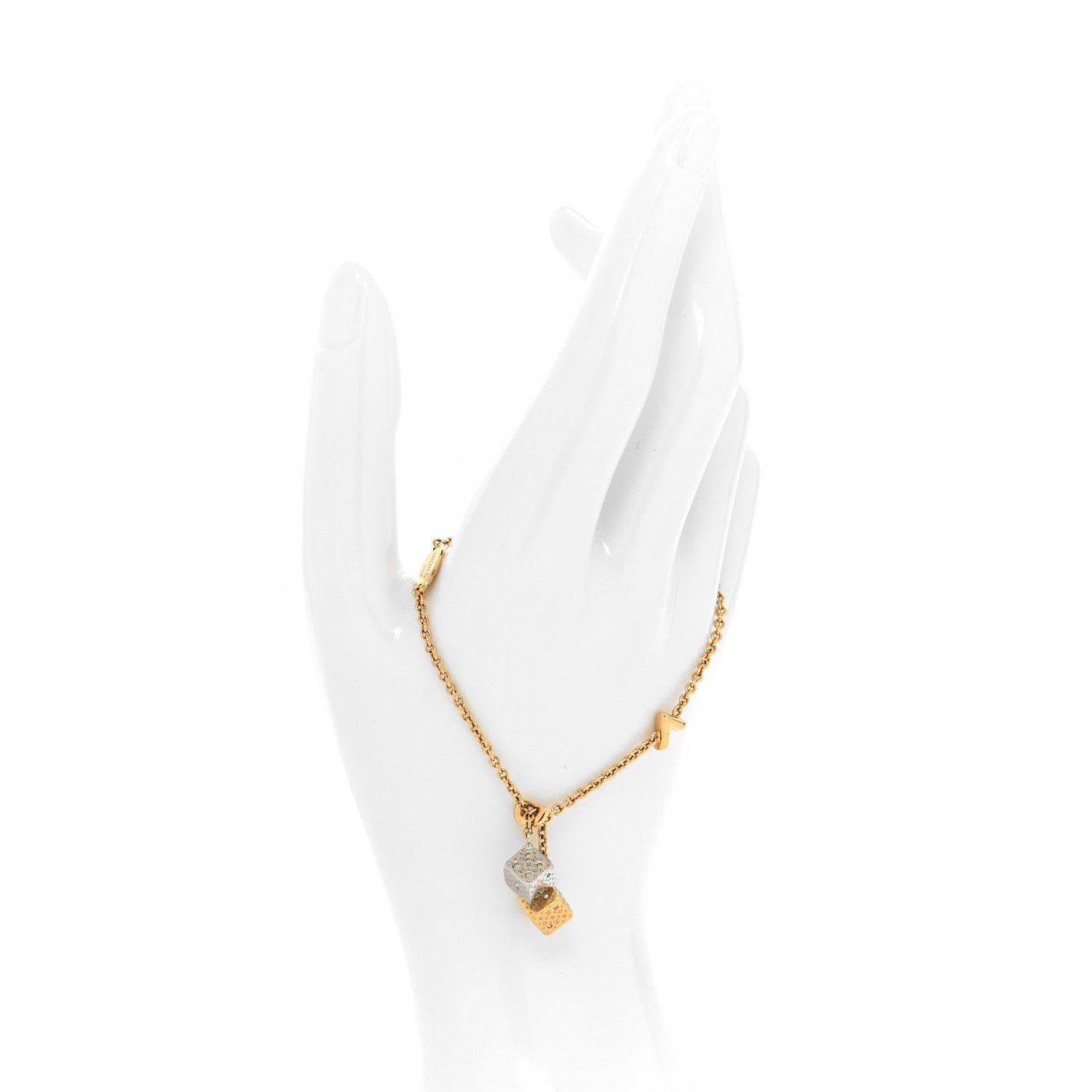 Louis Vuitton Crystal Luckygram Bracelet Gold Silver 2 of 6