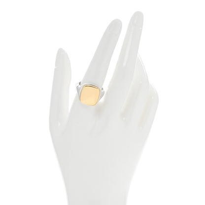 Tiffany Sterling Silver 18K Yellow Gold Signet Ring 60 9 2 of 7