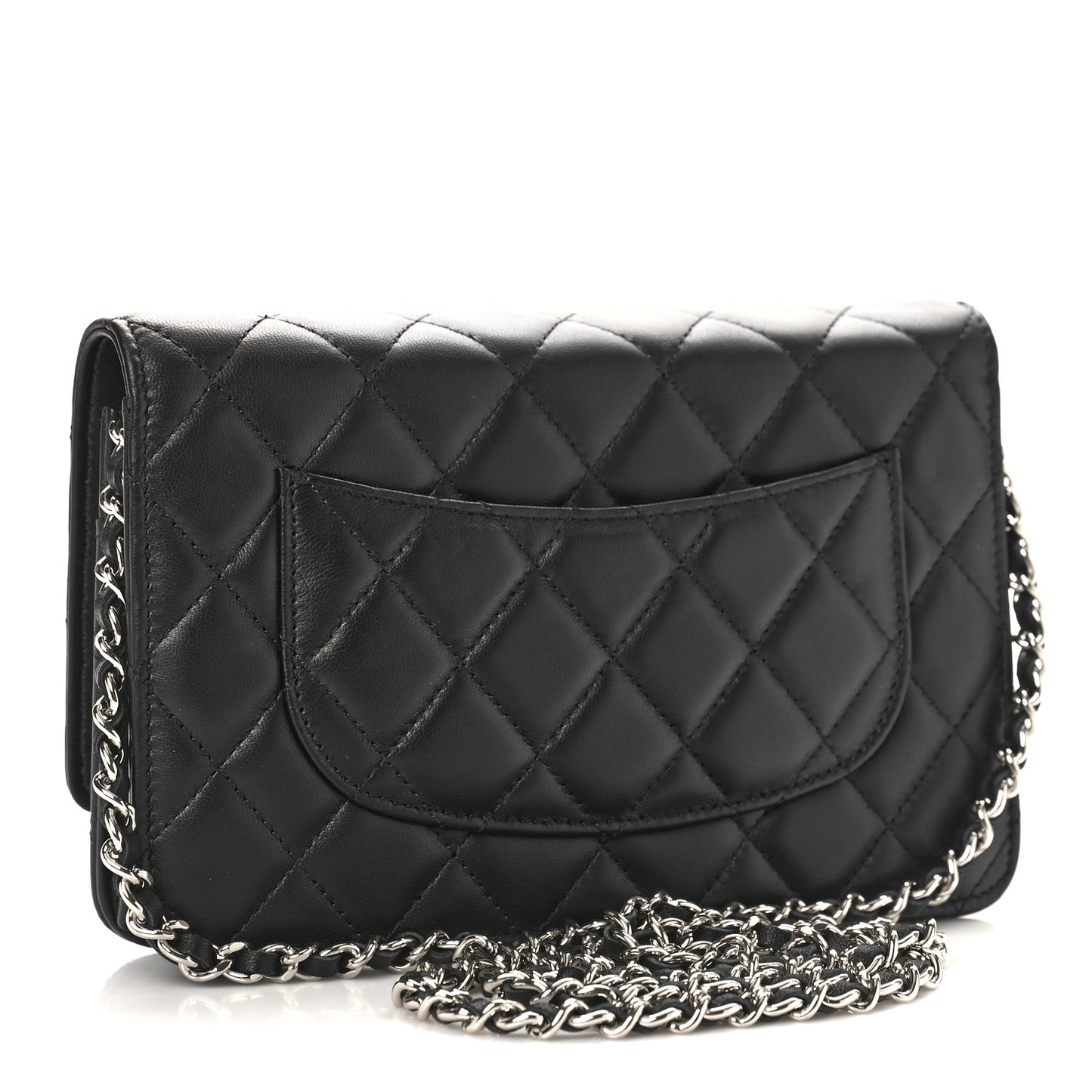 Lambskin Quilted Wallet On Chain WOC Black