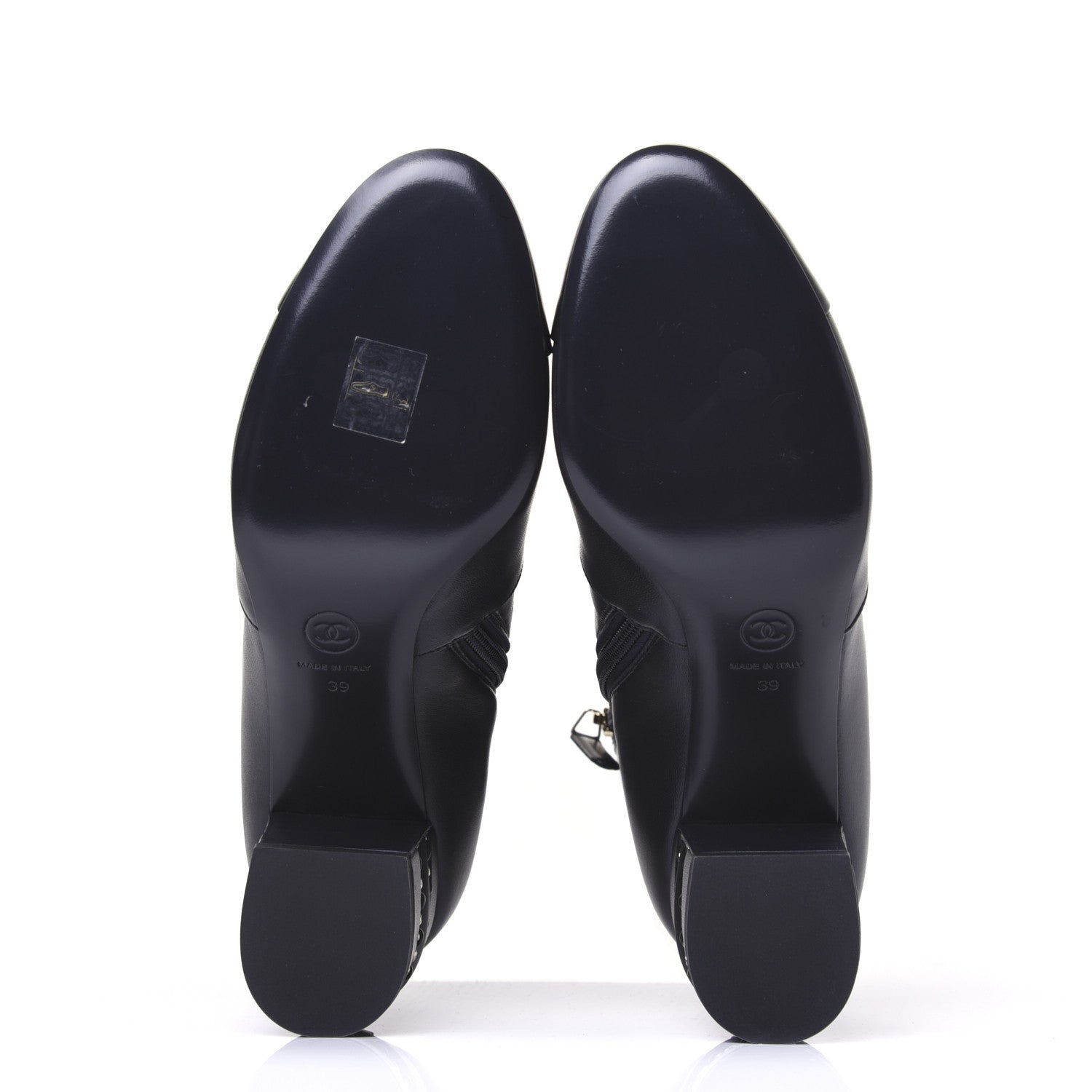 Chanel Lambskin Double Stack Chain Cap Toe Boots 39 Navy 5 of 15