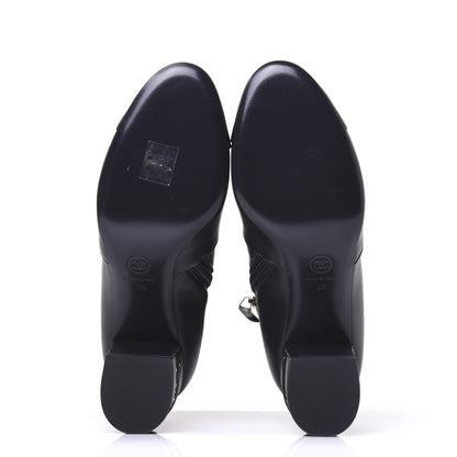 Chanel Lambskin Double Stack Chain Cap Toe Boots 39 Navy 5 of 15