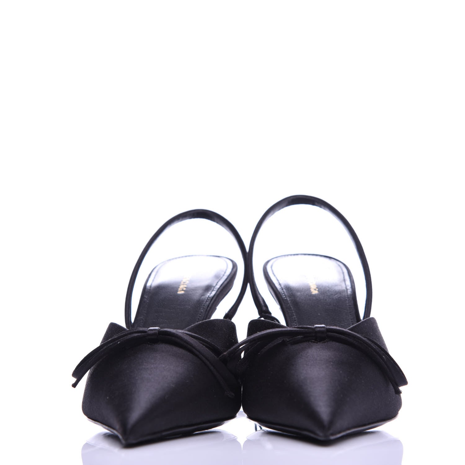 Balenciaga Satin Pointed Toe Knife Slingback Mules 35 Black 2 of 10