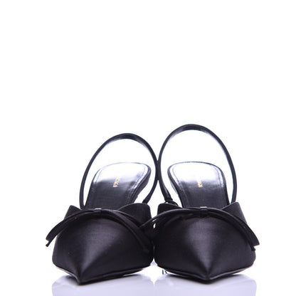 Balenciaga Satin Pointed Toe Knife Slingback Mules 35 Black 2 of 10