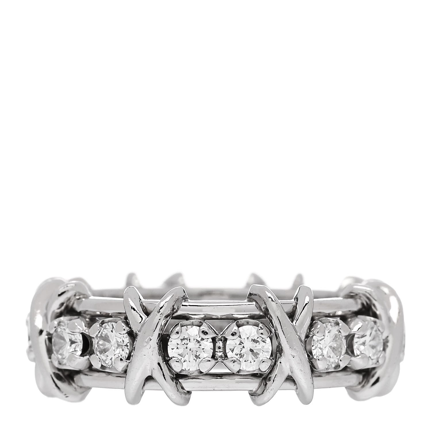 Tiffany Platinum Diamond 1.33ct Schlumberger Sixteen Stone Ring 56 7.75 1 of 4
