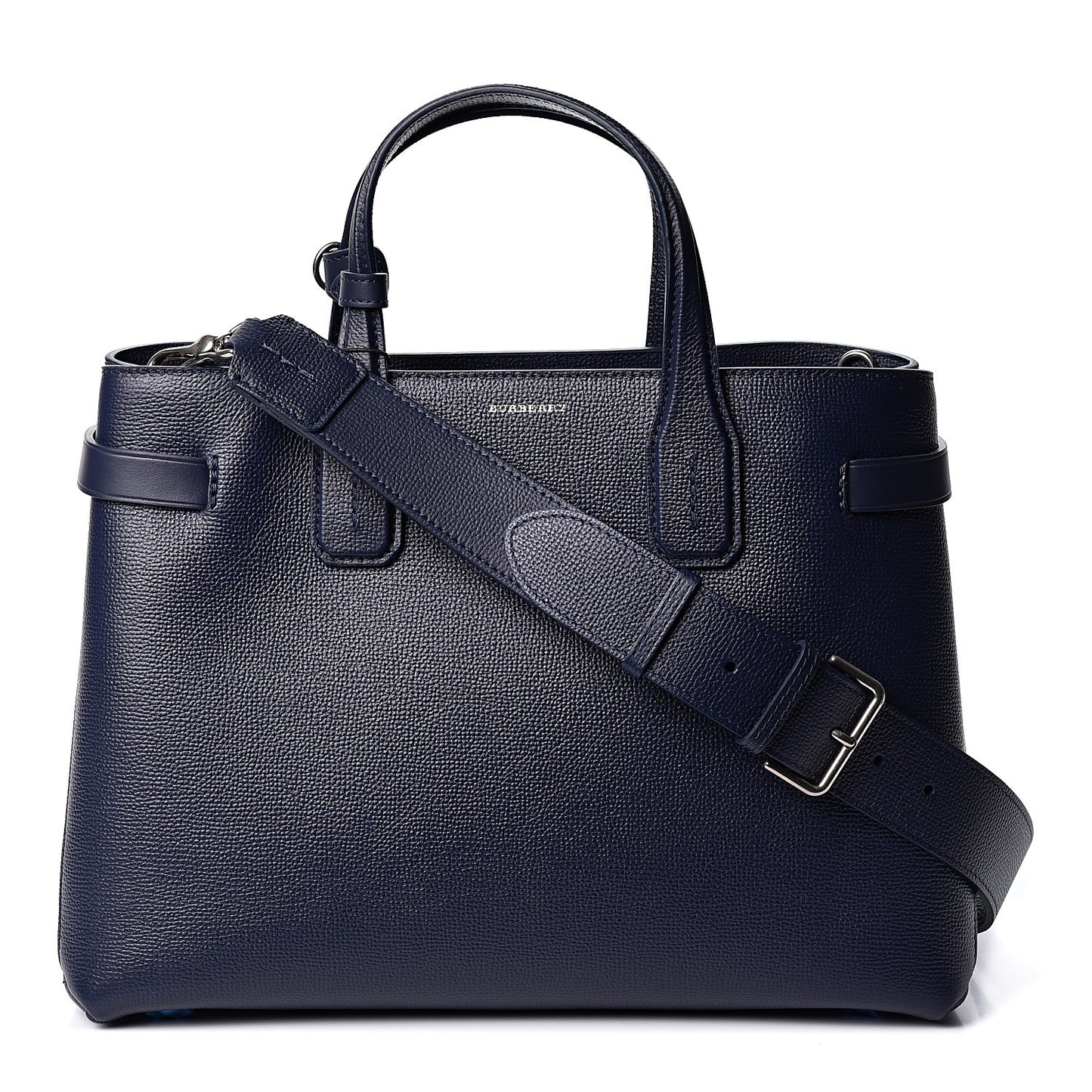 Derby Calfskin Vintage Check Medium Banner Tote Regency Blue