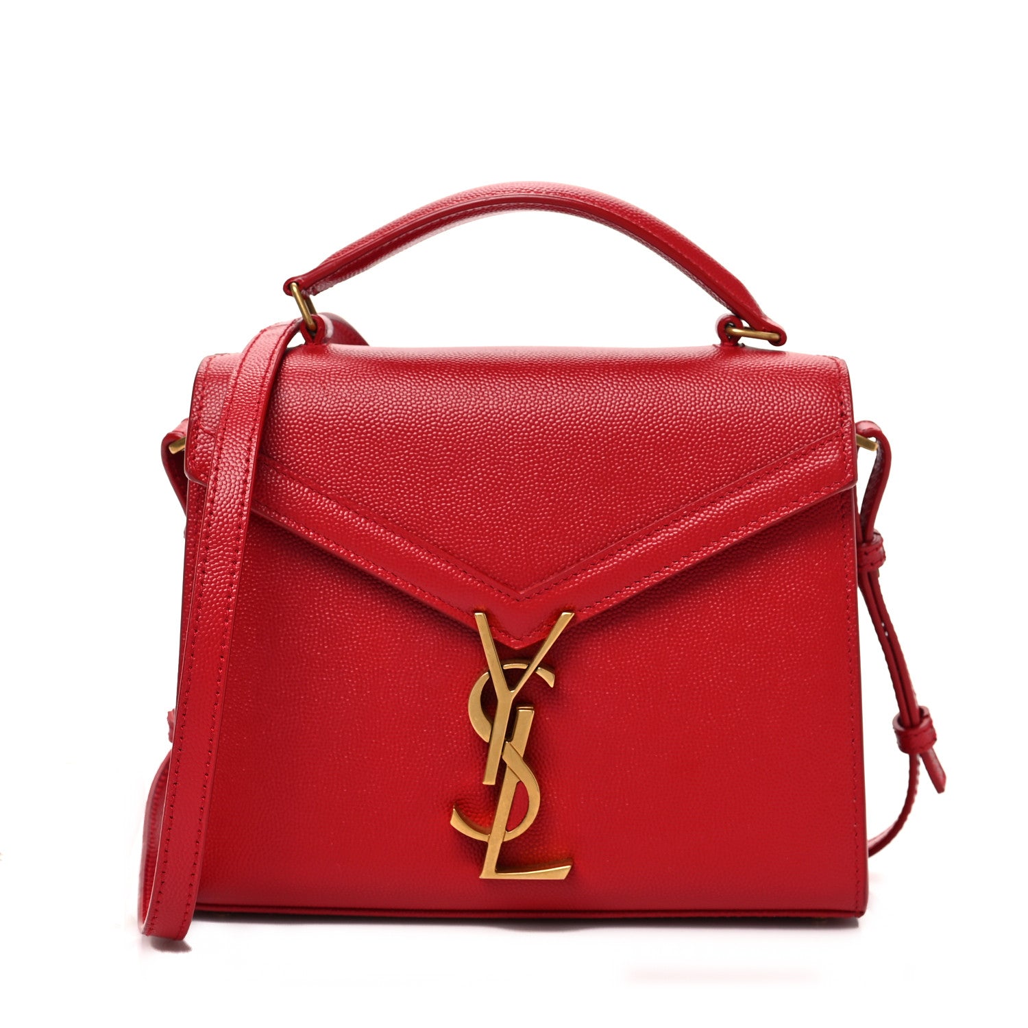 Saint Laurent Grain de Poudre Mini Classic Monogram Cassandra Top Handle Red 1 of 7