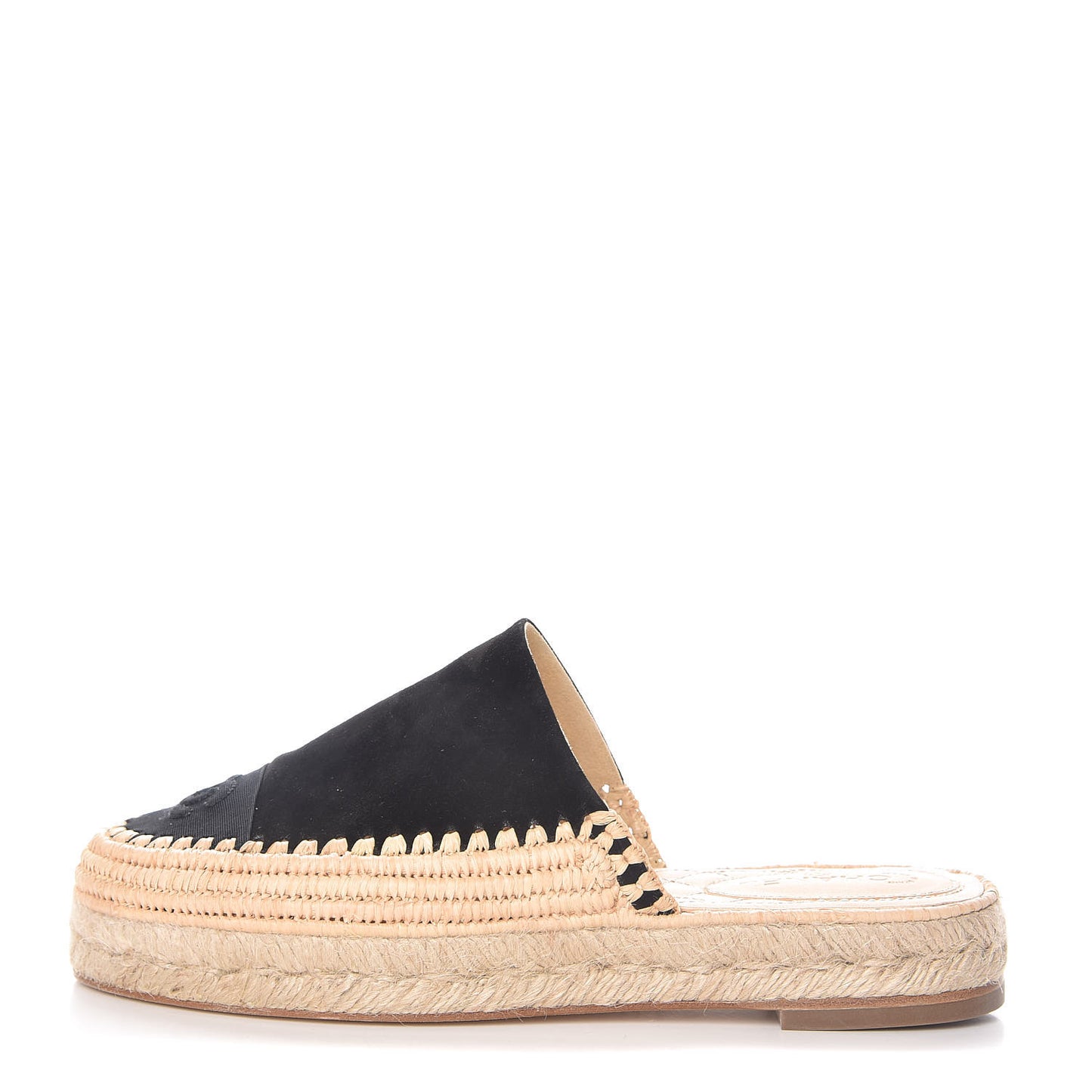 Suede Grosgrain CC Espadrilles 38 Black