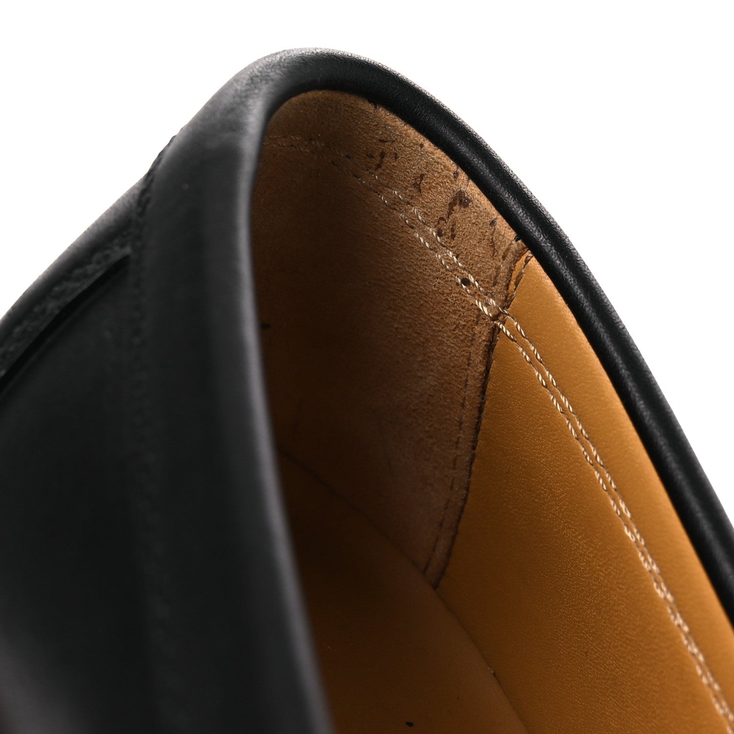 Hermes Glazed Calfskin Womens Fanny Loafers 36 Black 11 of 12
