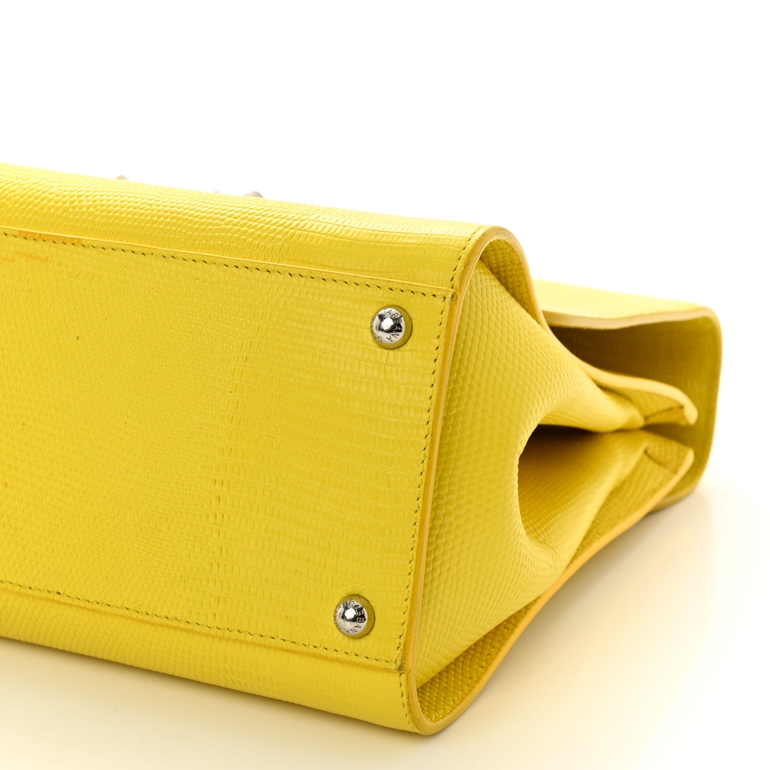 Dolce & Gabbana Lizard Calfskin Embossed Medium Monica Top Handle Bag Yellow 9 of 11