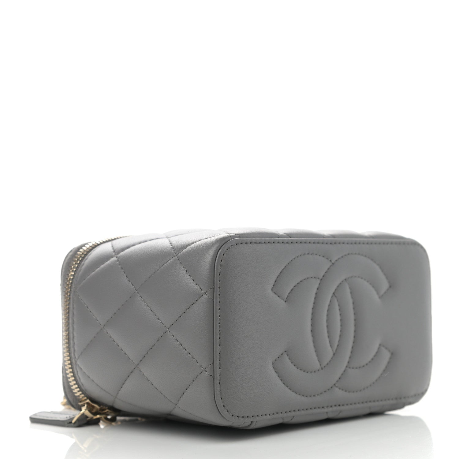 Chanel Lambskin Quilted Small Top Handle Vanity Case With Chain Dark Grey 5 of 10