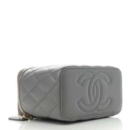 Chanel Lambskin Quilted Small Top Handle Vanity Case With Chain Dark Grey 5 of 10