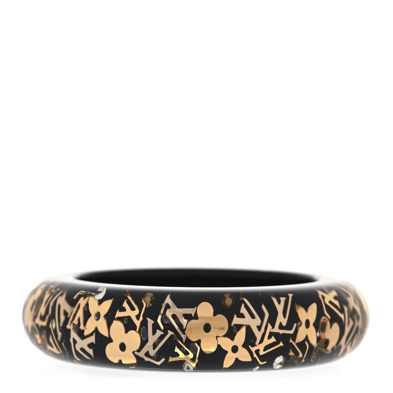 Louis Vuitton Resin Swarovski Small Inclusion Bracelet GM Black 1 of 4