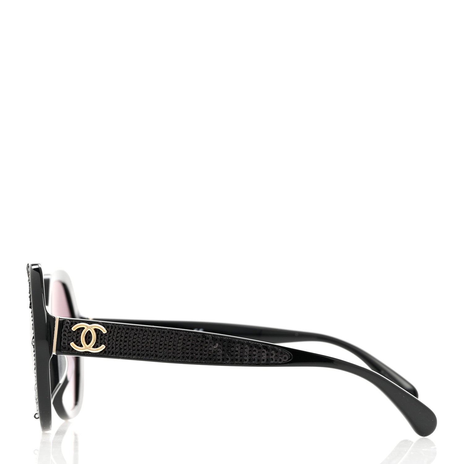 Chanel Acetate Sequin Round Sunglasses 5451-A Black 3 of 9