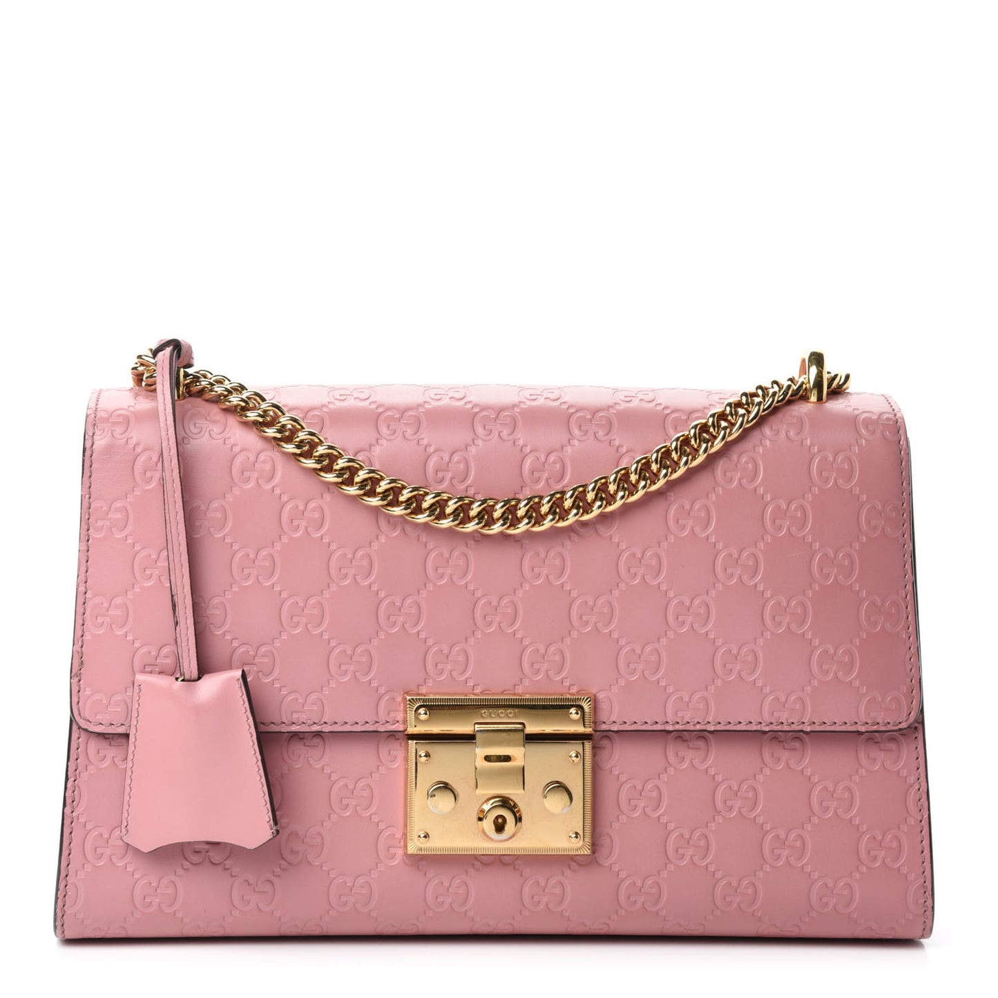 Guccissima Signature Medium Padlock Shoulder Bag Rose Baby Candy