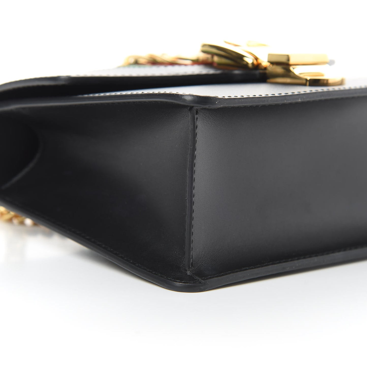Calfskin Mini Sylvie Chain Shoulder Bag Black