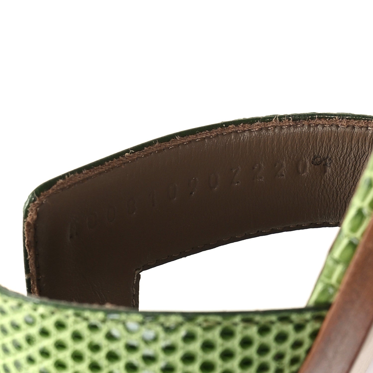 Hermes Lizard Oran Sandals 37 Pelouse 10 of 10