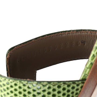 Hermes Lizard Oran Sandals 37 Pelouse 10 of 10