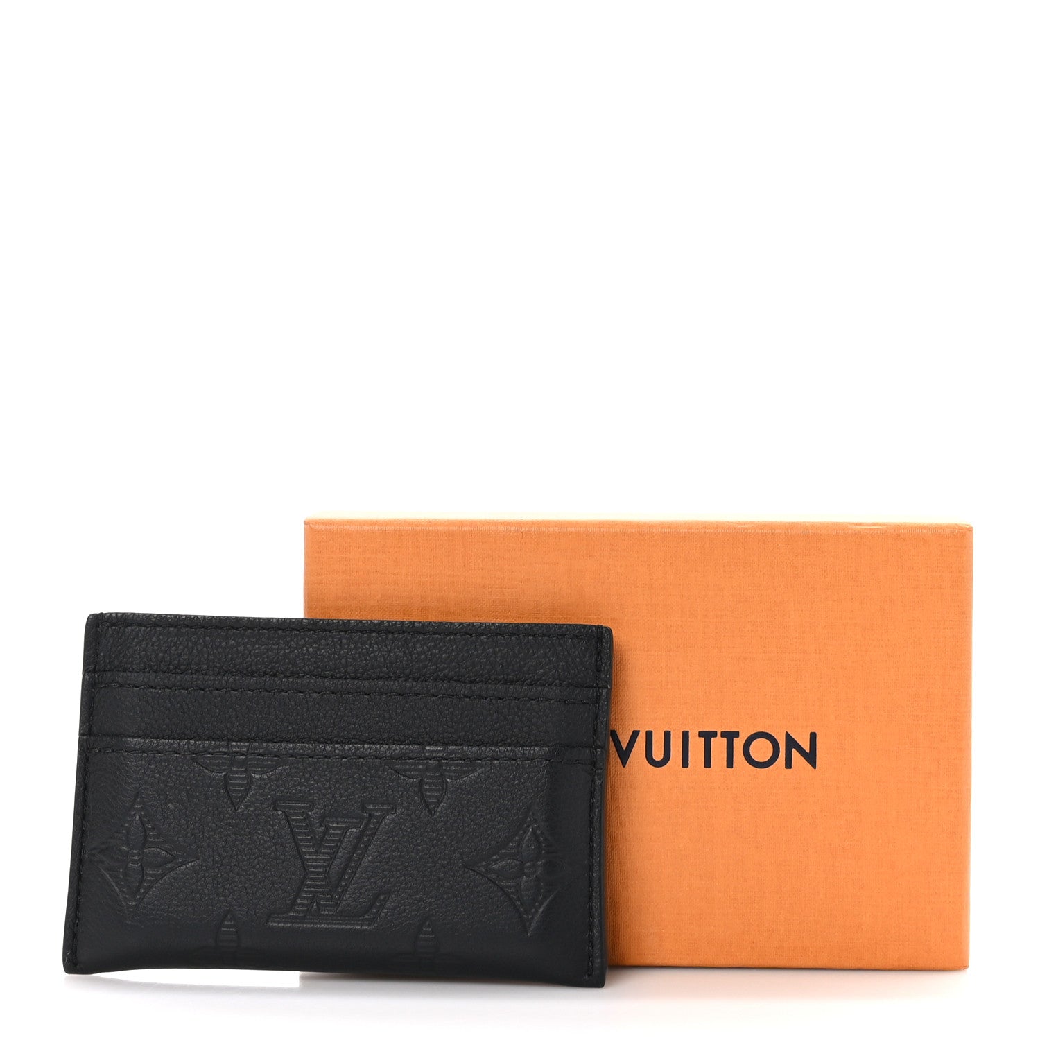 Louis Vuitton Calfskin Monogram Shadow Double Card Holder Black 7 of 7