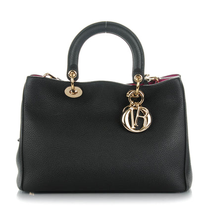Christian Dior Bullcalf Medium Diorissimo Tote Black Rose Indien 1 of 10