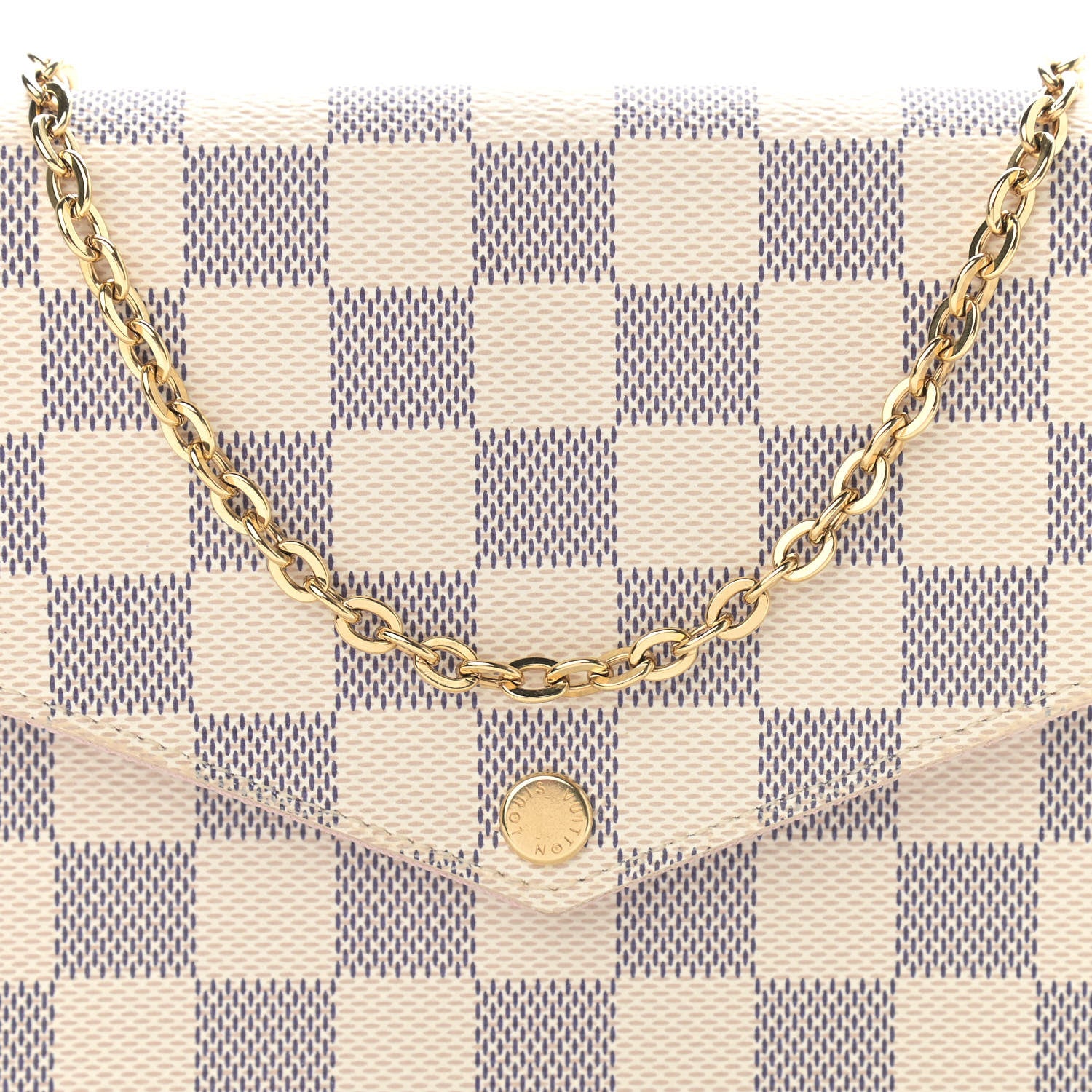 Louis Vuitton Damier Azur Pochette Felicie Chain Wallet Rose Ballerine 9 of 12