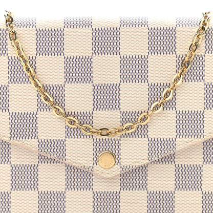 Louis Vuitton Damier Azur Pochette Felicie Chain Wallet Rose Ballerine 9 of 12