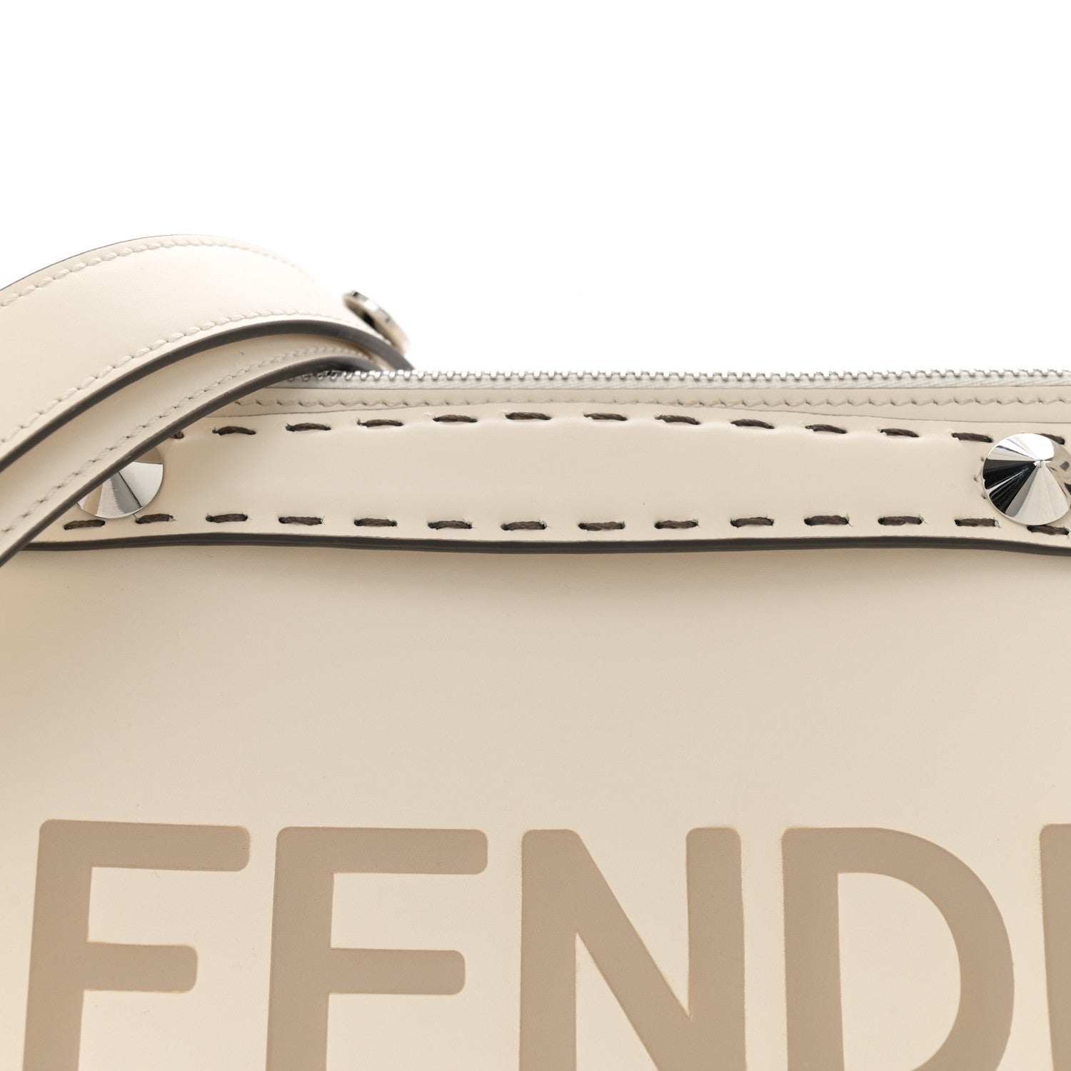 Fendi Vitello King Logo Embossed Medium By The Way Boston Bag White Ice 8 of 11