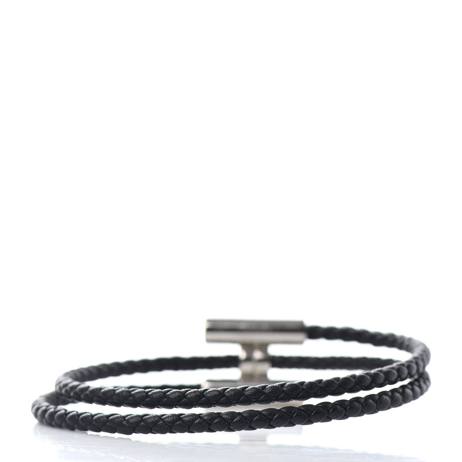 Hermes Swift Double Wrap Cord Tournis Tresse Bracelet T6 Black 3 of 4