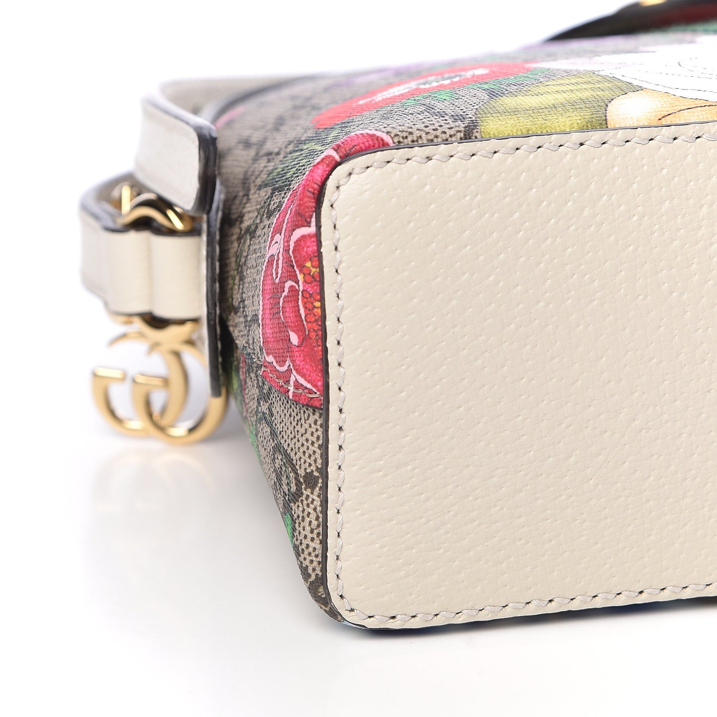 GG Supreme Monogram Flora Web GG Small Ophidia Dome Shoulder Bag White