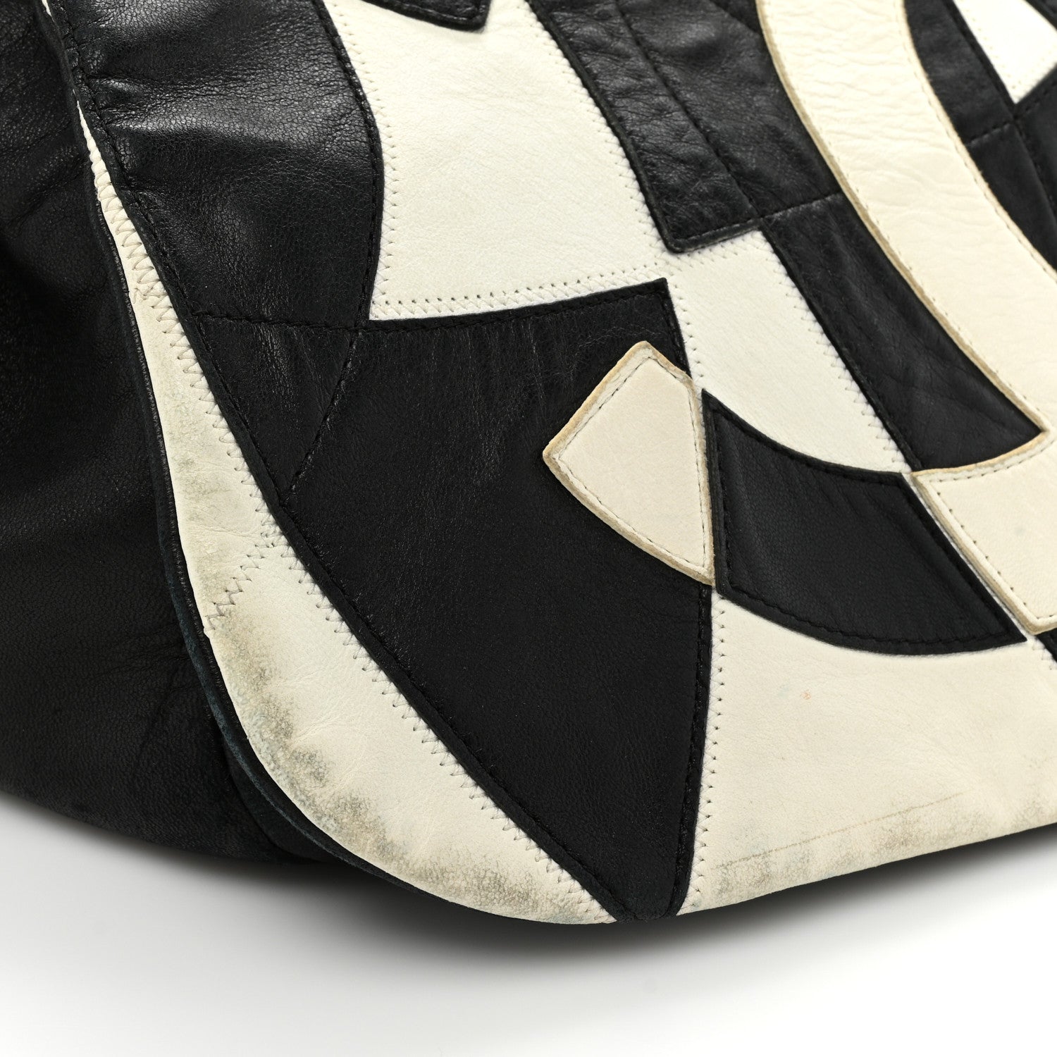 Chanel Lambskin Patchwork Accordion Flap Black White 20 of 23