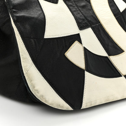 Chanel Lambskin Patchwork Accordion Flap Black White 20 of 23