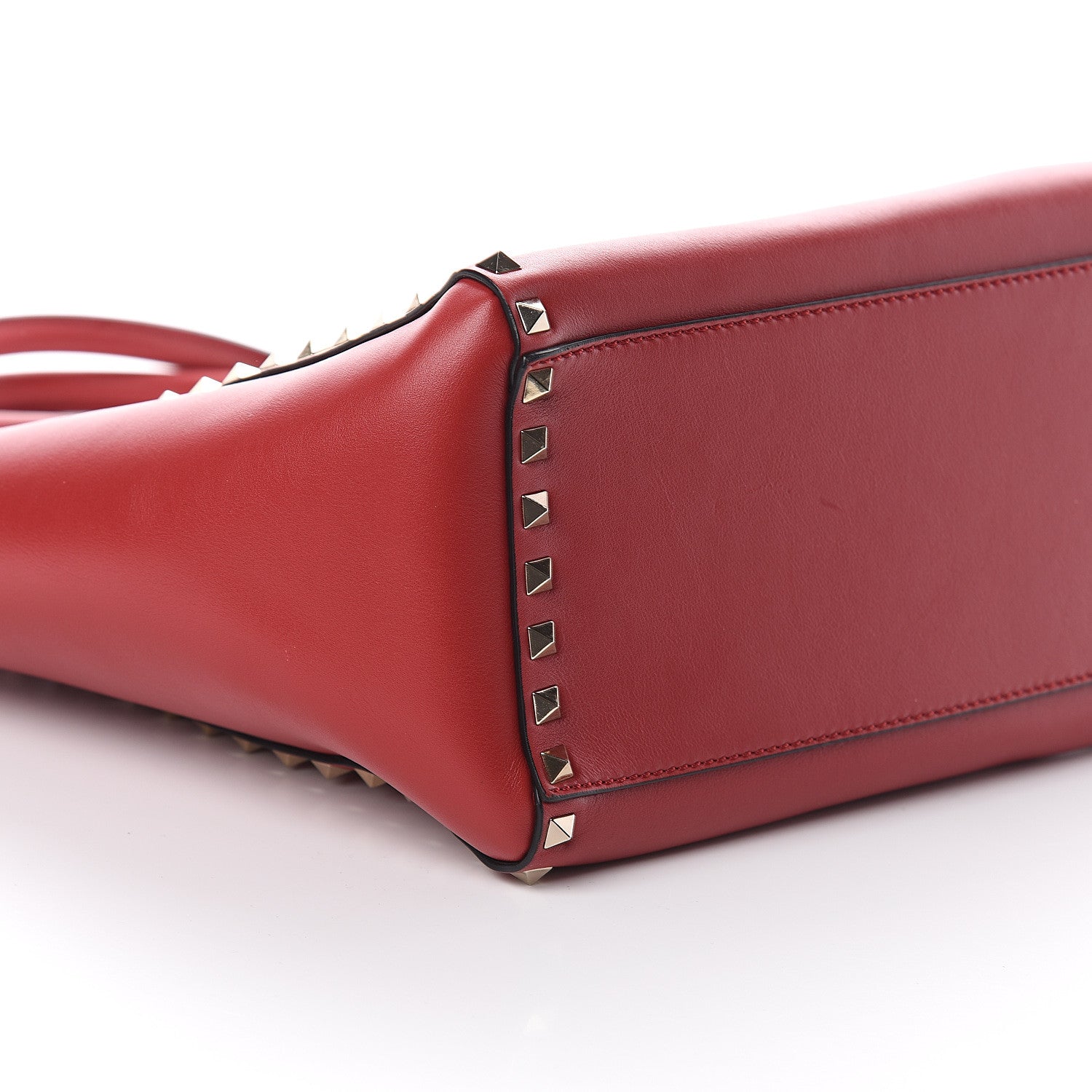 Valentino Garavani Vitello Rockstud Double Handle Tote Rosso Valentino 4 of 5