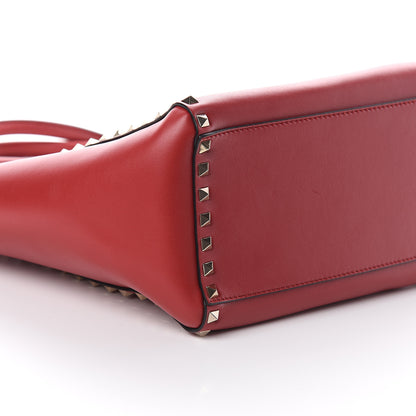 Valentino Garavani Vitello Rockstud Double Handle Tote Rosso Valentino 4 of 5