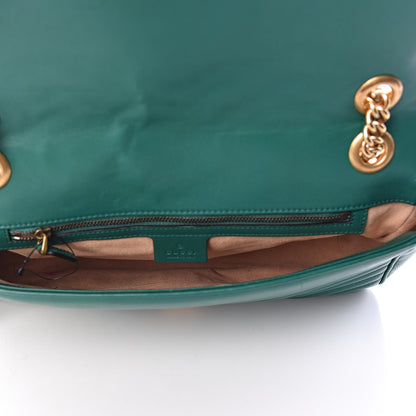 Gucci Calfskin Matelasse Medium GG Marmont Shoulder Bag Emerald Green 5 of 10