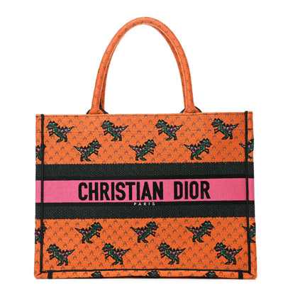 Christian Dior Canvas Embroidered Medium Dino Book Tote Orange Multicolor 1 of 4