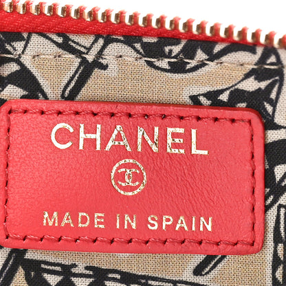Chanel Caviar Quilted Striated CC Zip Coin Purse Red 6 of 10