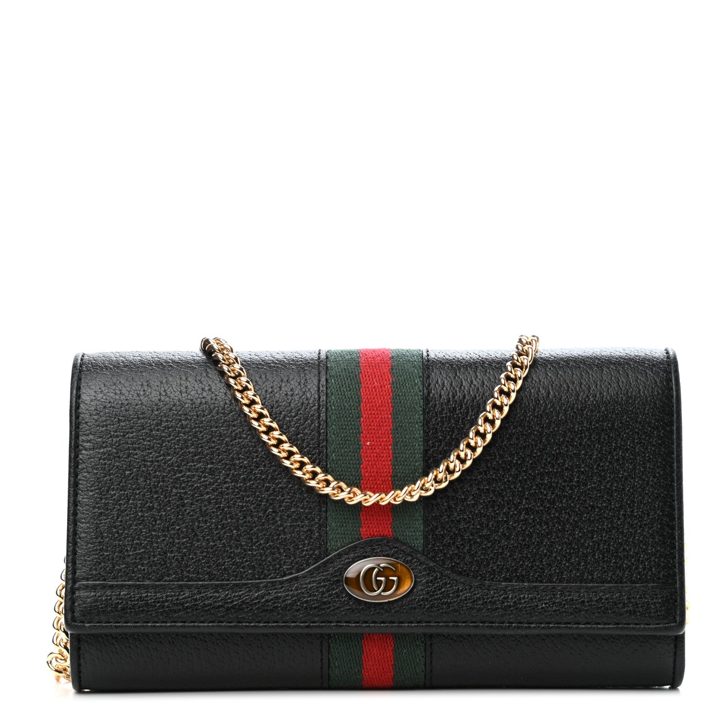 Gucci Calfskin Web Ophidia Wallet On Chain Black 1 of 4