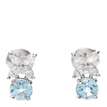 Tiffany Platinum Diamond Aquamarine Victoria Earrings 1 of 4