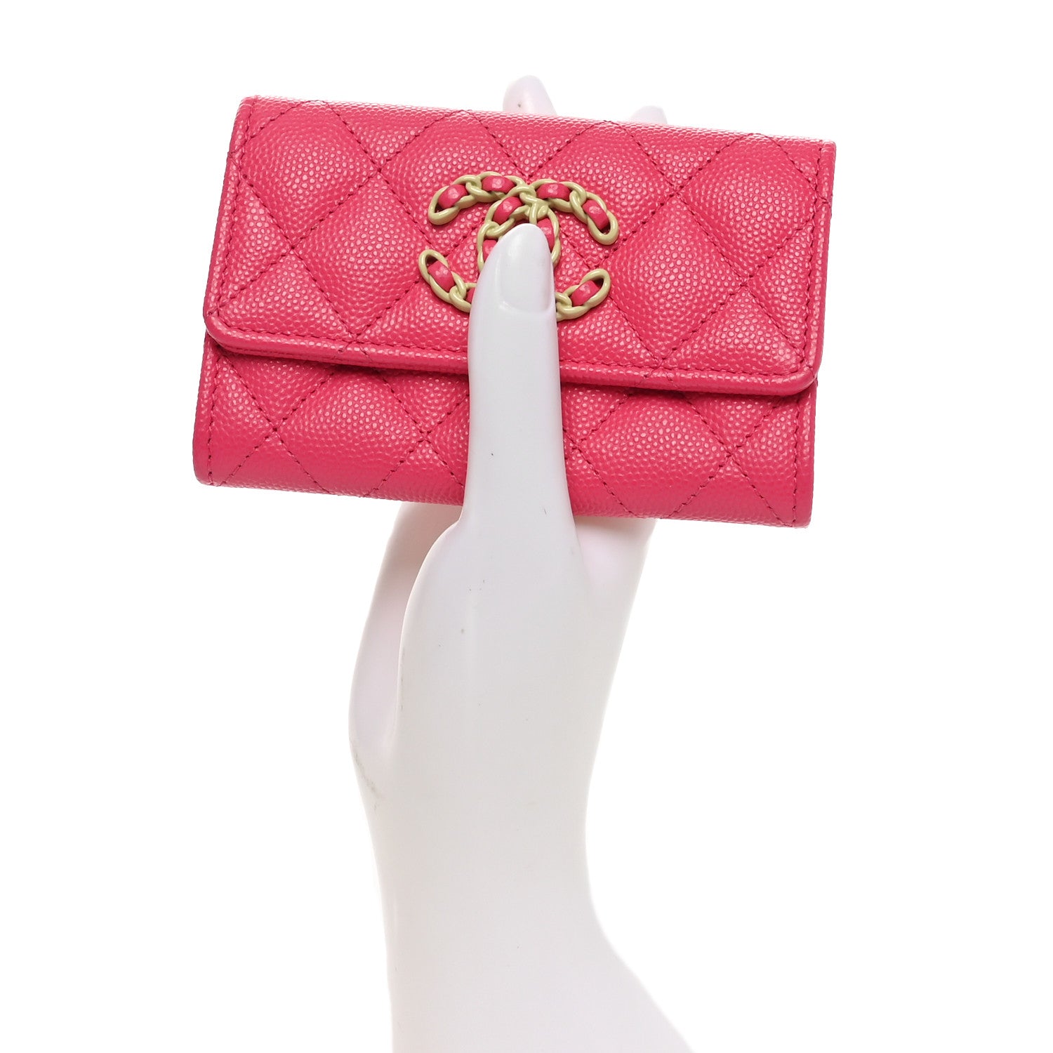 Chanel Caviar Quilted Chain CC Flap Card Holder Dark Pink 2 of 10