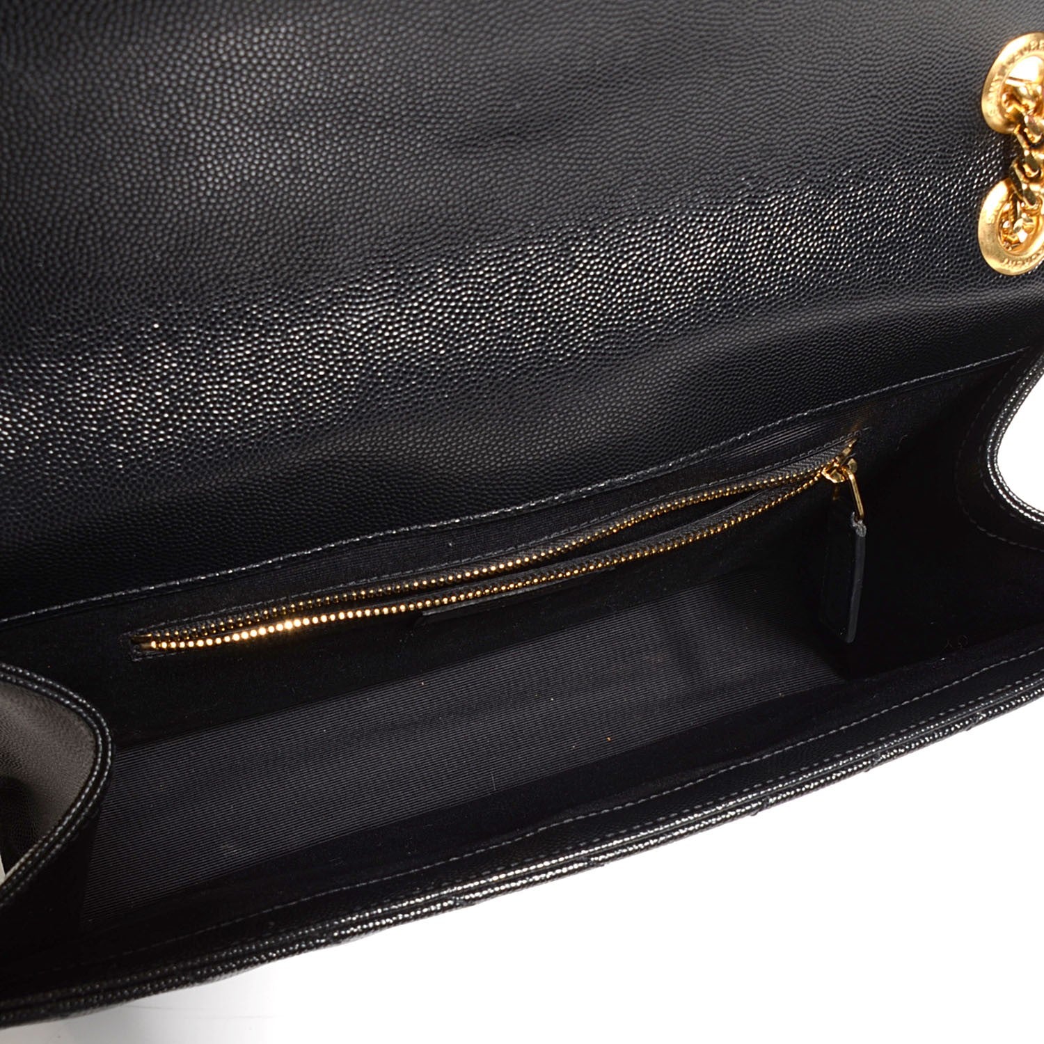 Saint Laurent Grain De Poudre Matelasse Chevron Large Monogram Satchel Black 5 of 9