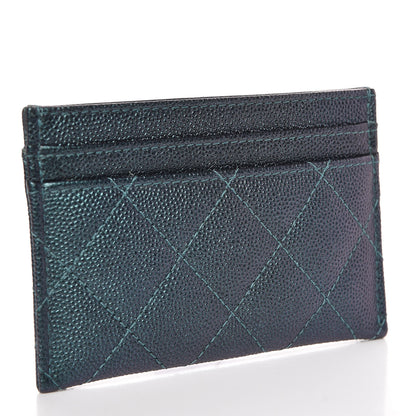 Chanel Iridescent Caviar Quilted Filigree Card Holder Dark Turquoise 3 of 9