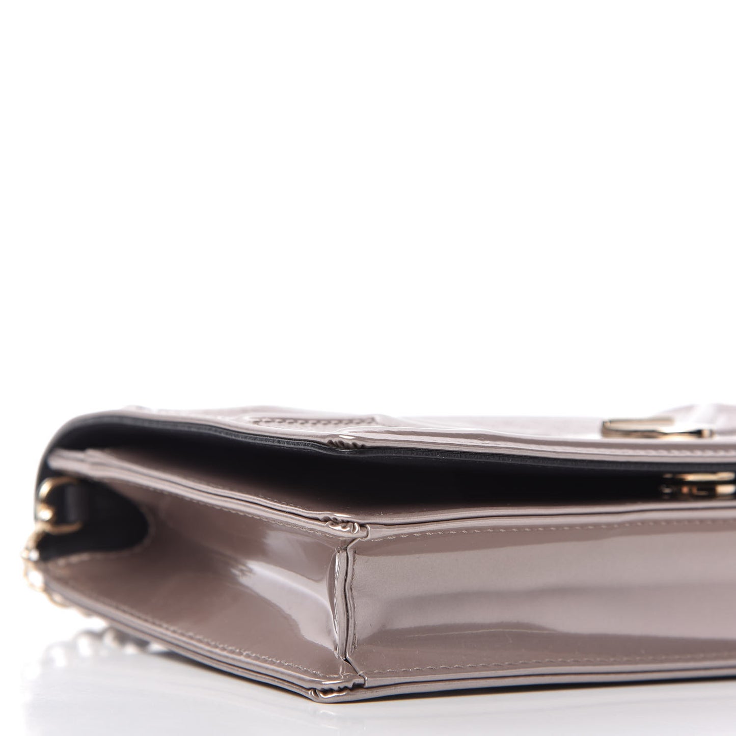 Metallic Patent Micro-Cannage Diorama Wallet on Chain Pouch Hyper Pink