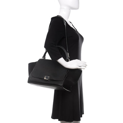 Celine Drummed Calfskin Suede Medium Trapeze Black 2 of 10