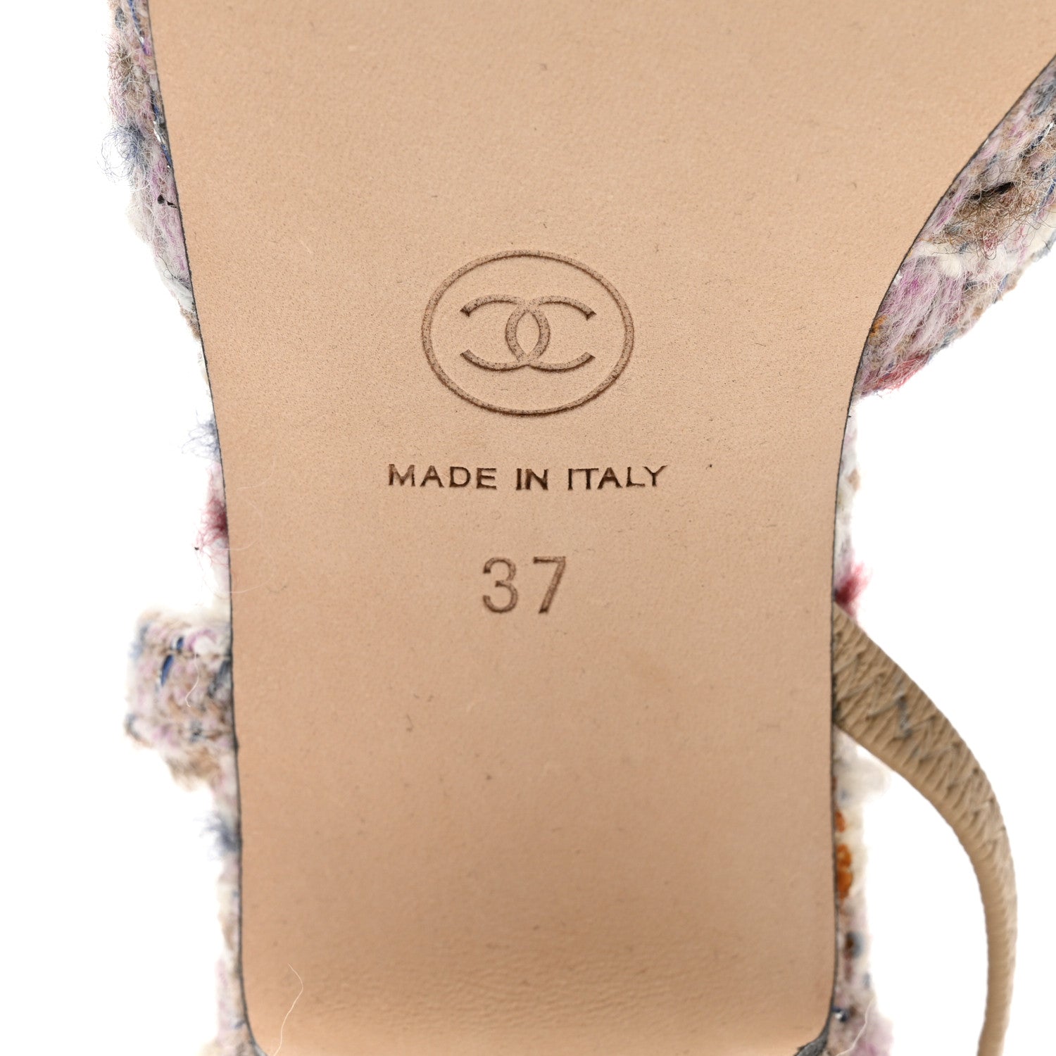 Chanel Tweed Cap Toe CC Slingback Pumps 37 Pink White 8 of 8