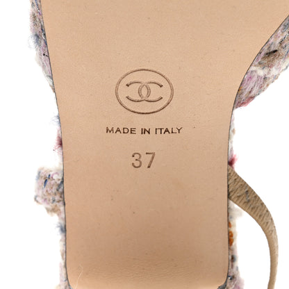 Chanel Tweed Cap Toe CC Slingback Pumps 37 Pink White 8 of 8