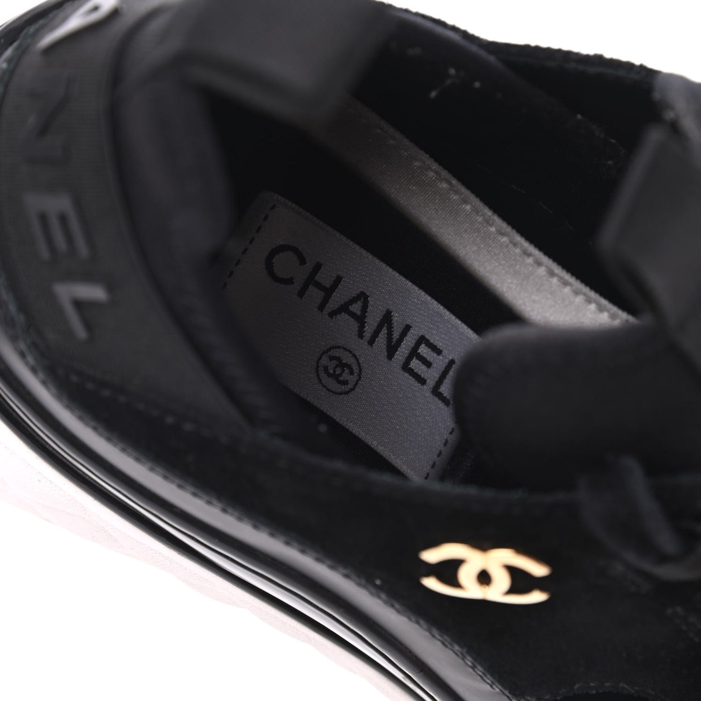Fabric Calfskin Suede CC Sneakers 39.5 Black