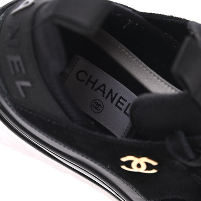 Chanel Fabric Calfskin Suede CC Sneakers 39.5 Black 6 of 20