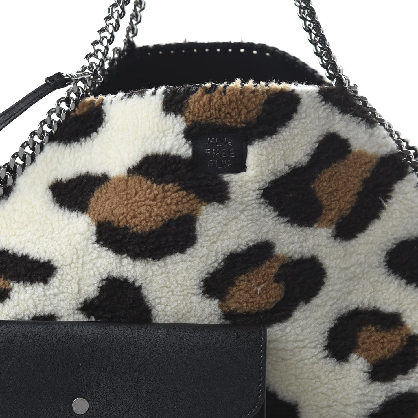 Eco Alter Nappa Shearling Leopard Print Falabella Reversible Tote Black
