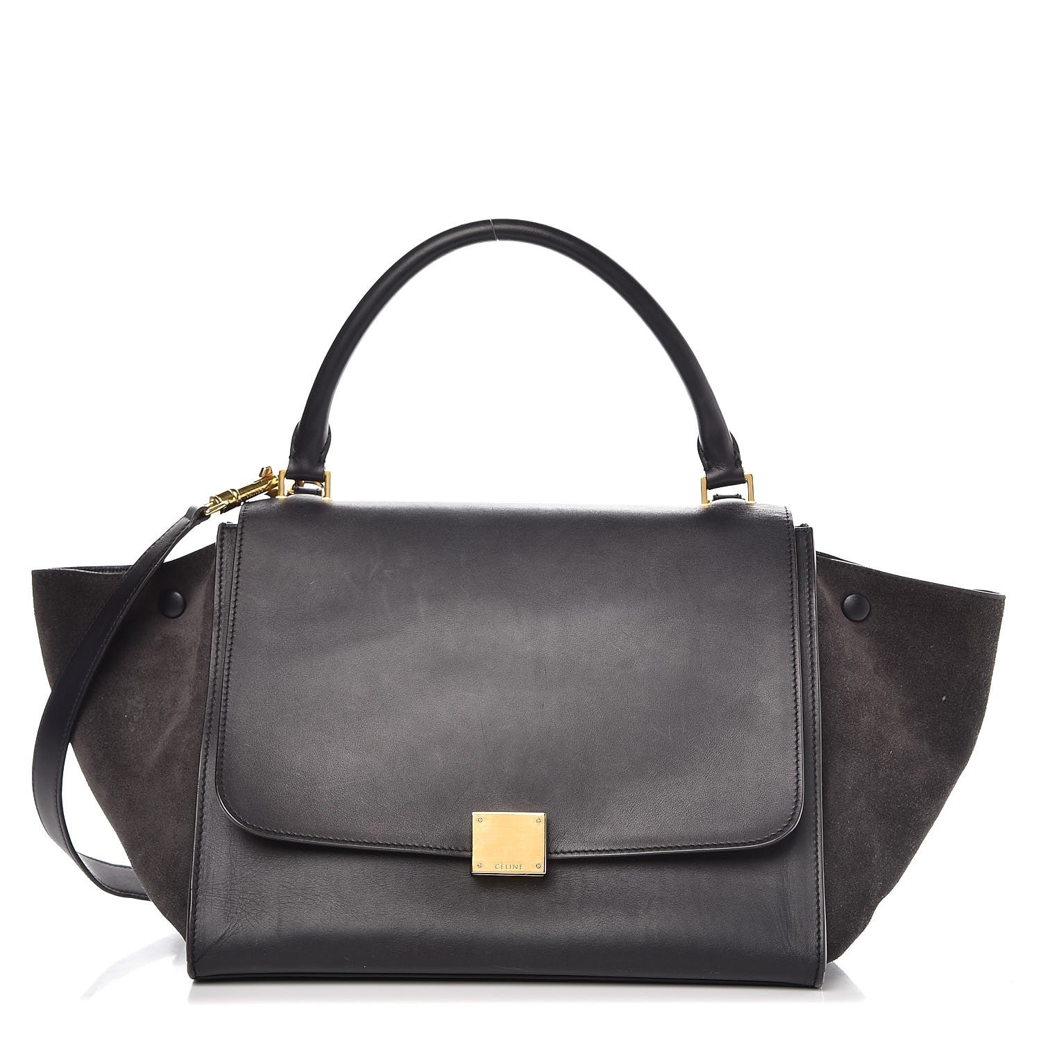 Celine Smooth Calfskin Suede Medium Trapeze Black 1 of 9